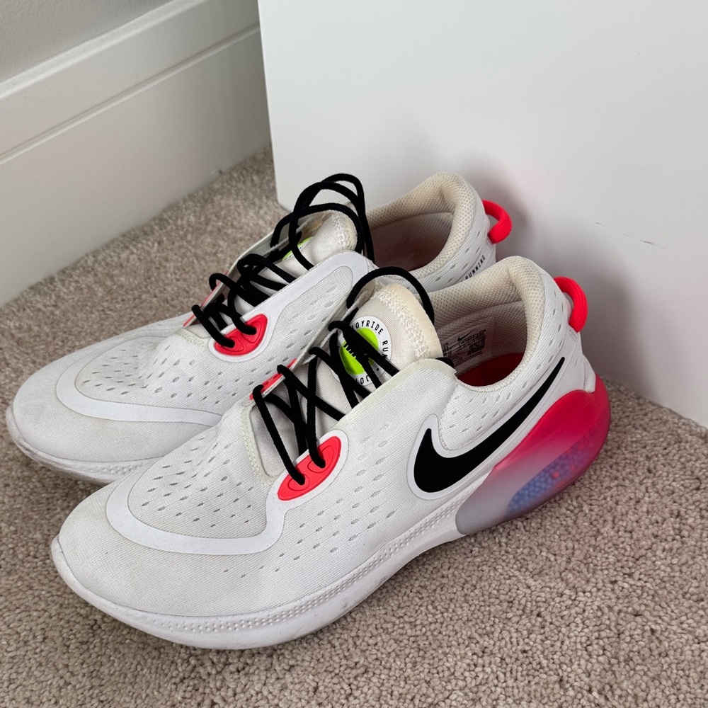 Nike White Sneakers with Black Swoosh and Hot Pink Accents